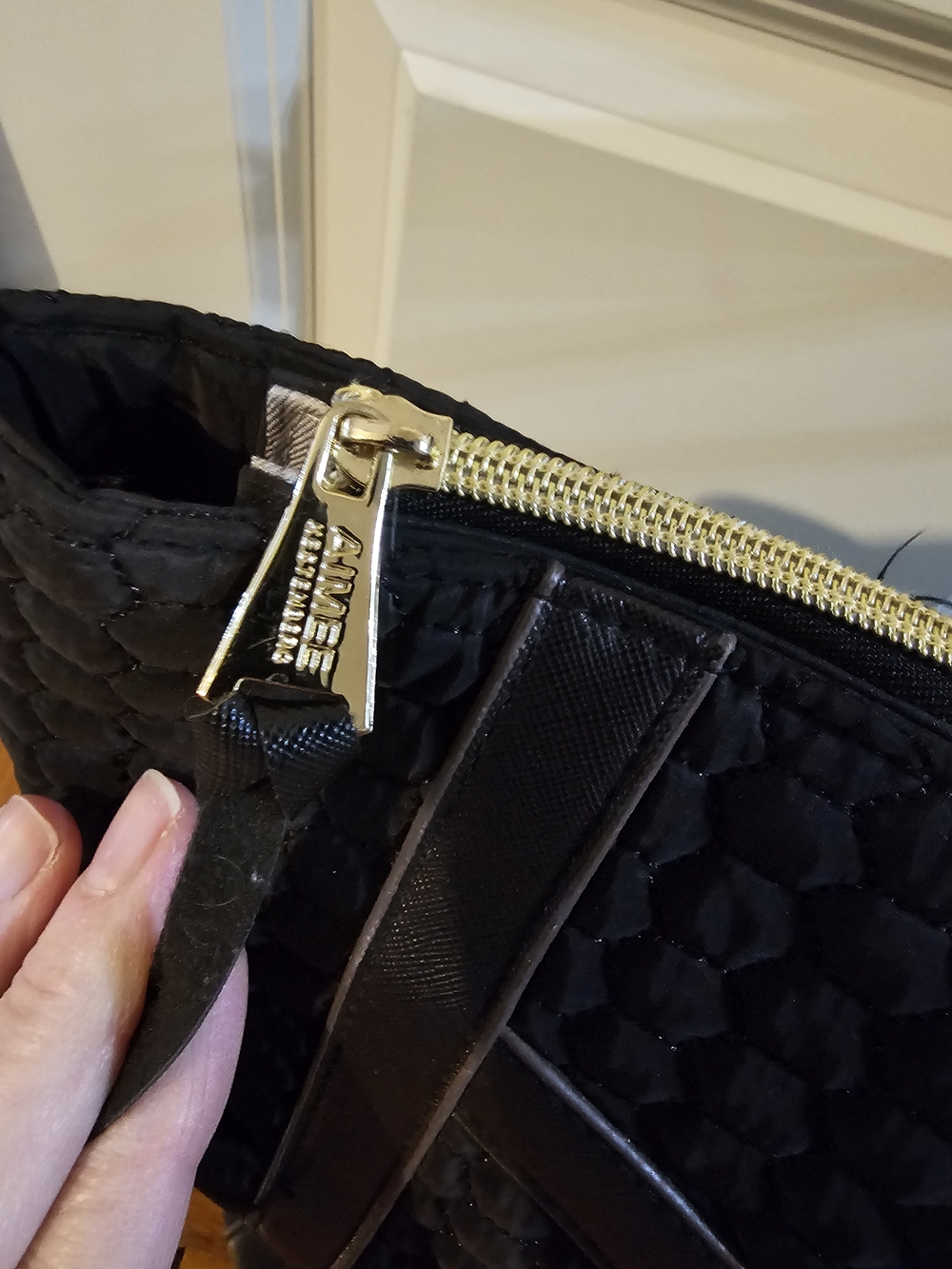 Aimee Kestenberg Black Quilted Tote with Gold Trim - Picture 9 of 16
